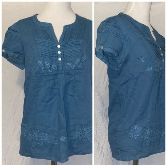 Charlotte Russe, Dusty Blue, Retro, Peasant Blouse - Picture 8 of 12